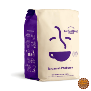 Coffee Bean Direct Tanzanian Peaberry, Whole Bean, Light Roast, 5 lb