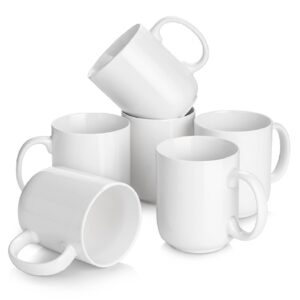 DOWAN Ceramic Coffee Mugs, 20 oz, Set of 6, White