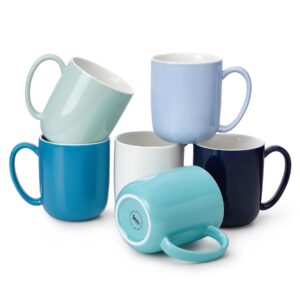 Sweese Porcelain Coffee Mugs, 20 oz, Set of 6, Assorted Colors